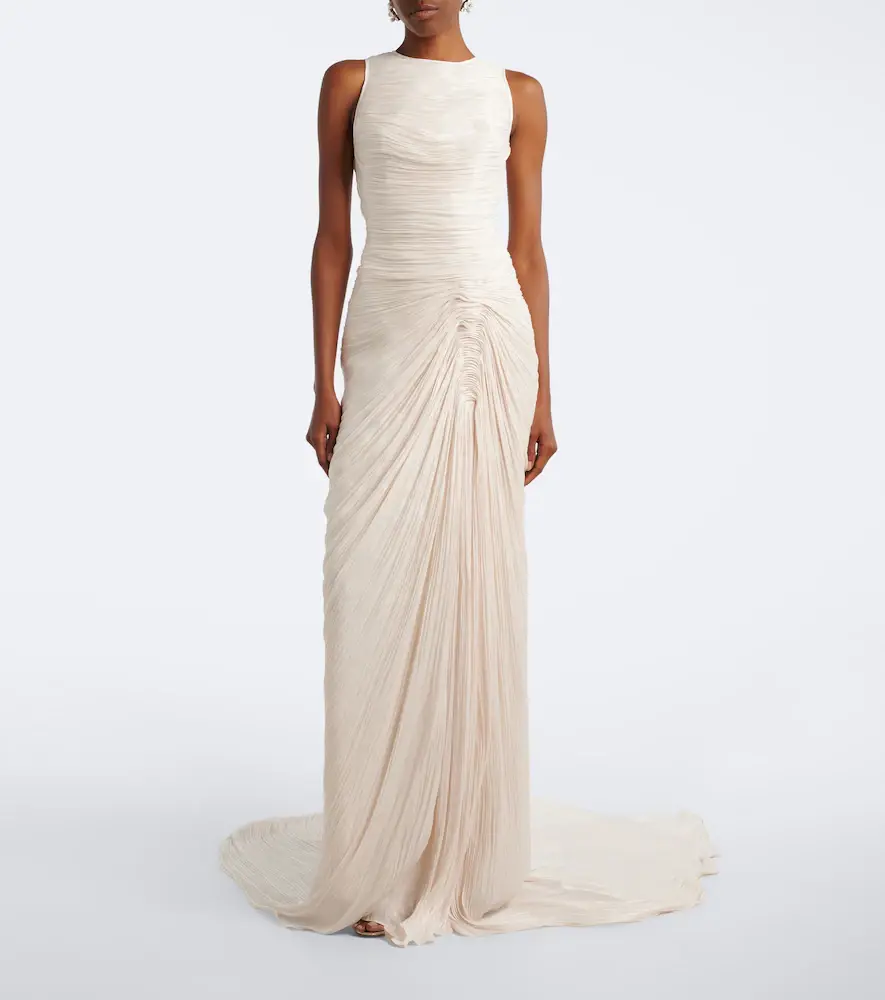 Marmar Halim Pleated satin gown | Thumbnail 5