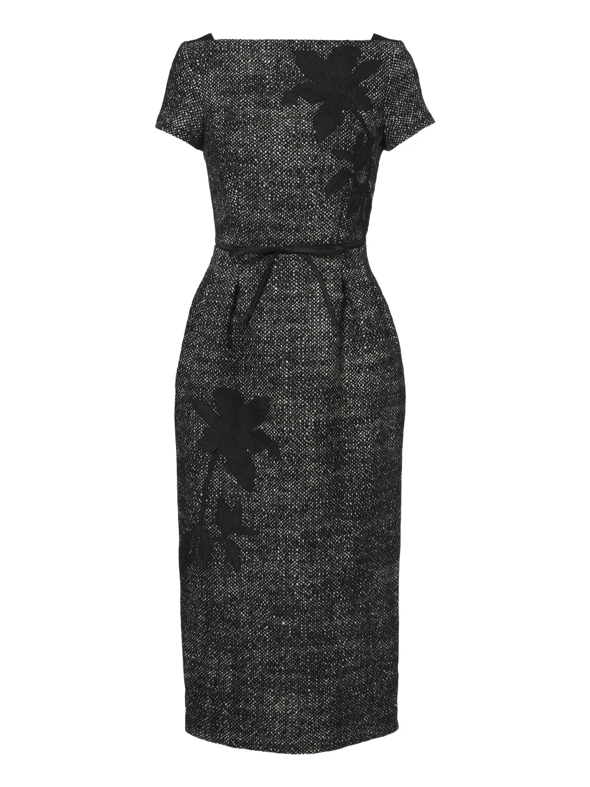 Embroidered wool-blend midi dress