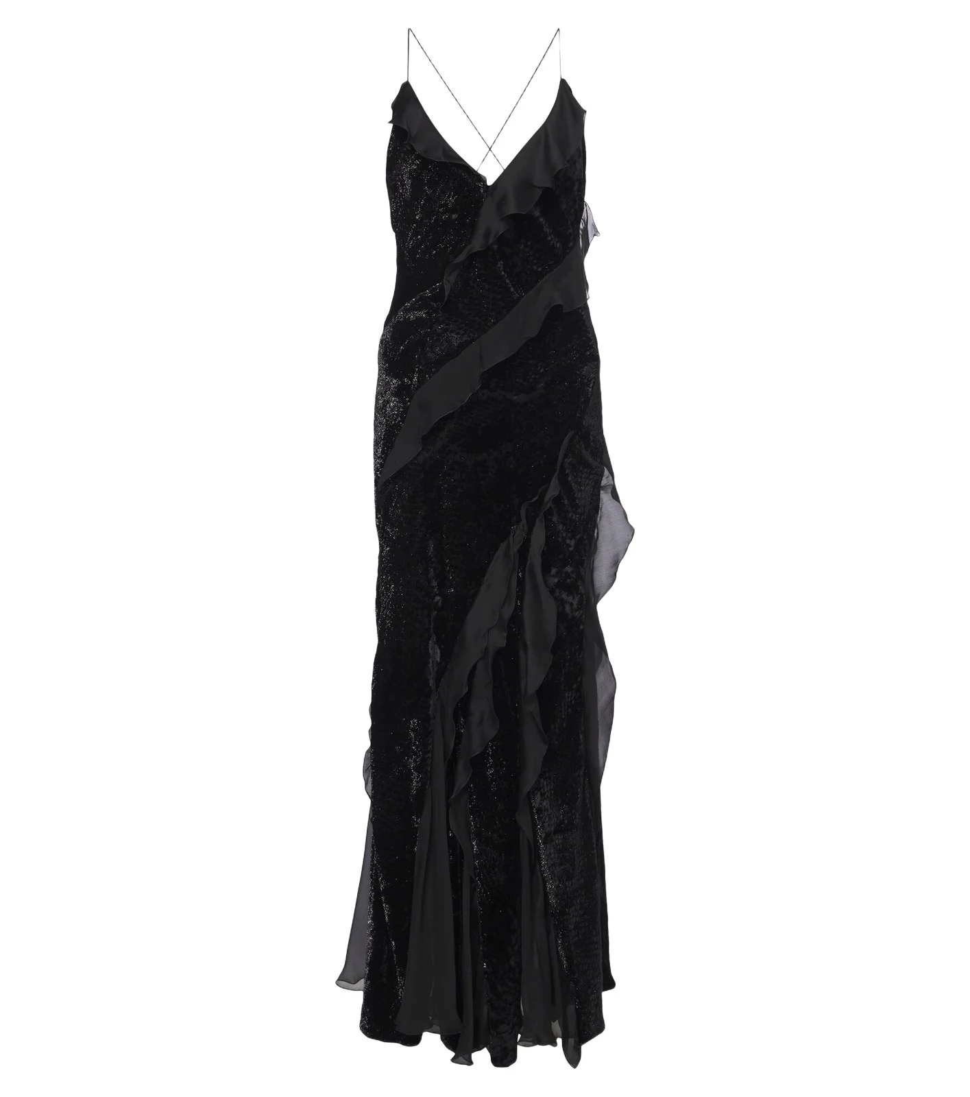 Embellished ruffled velvet gown Embellished ruffled velvet gown