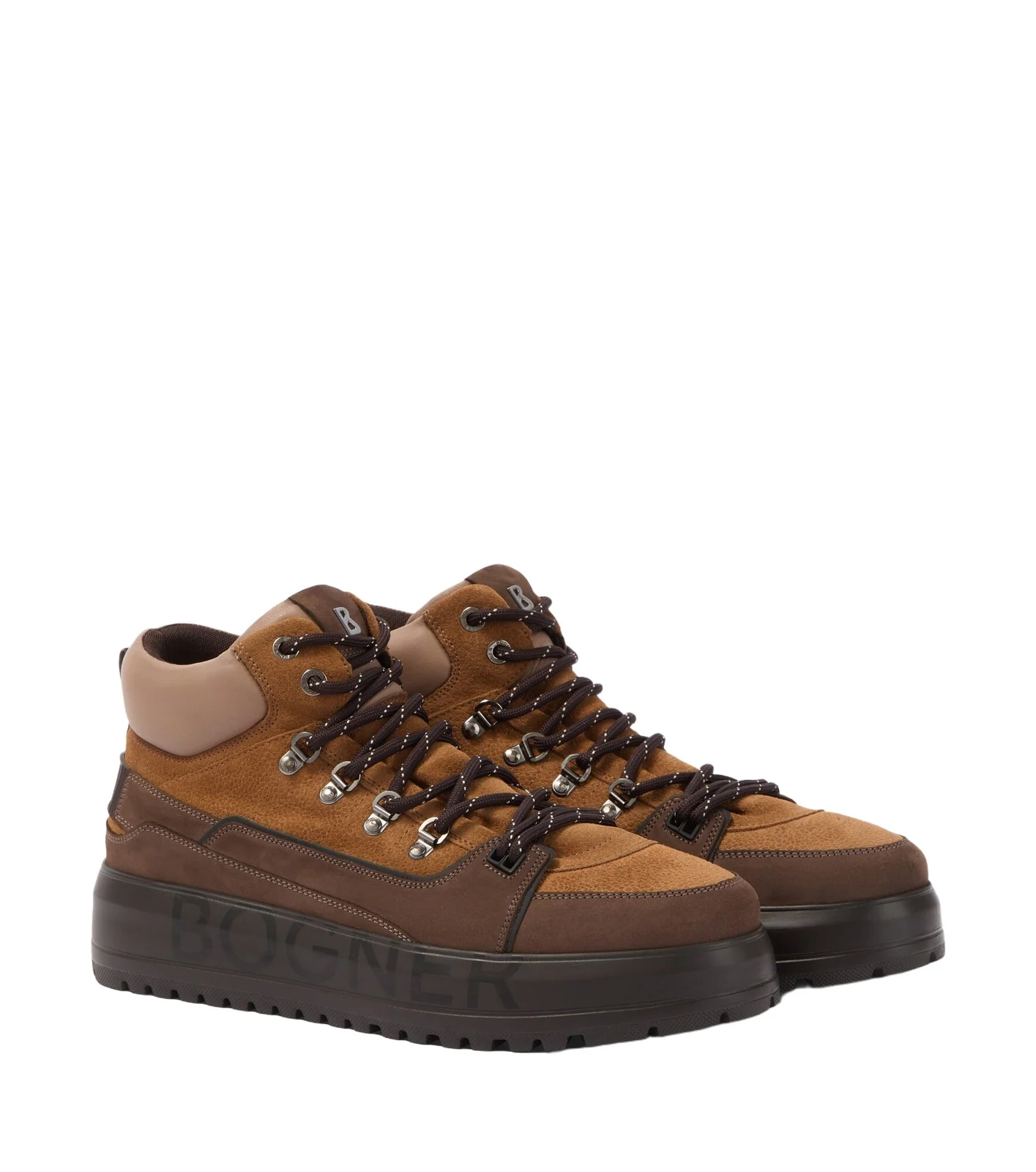 Antwerp leather and suede lace-up boots