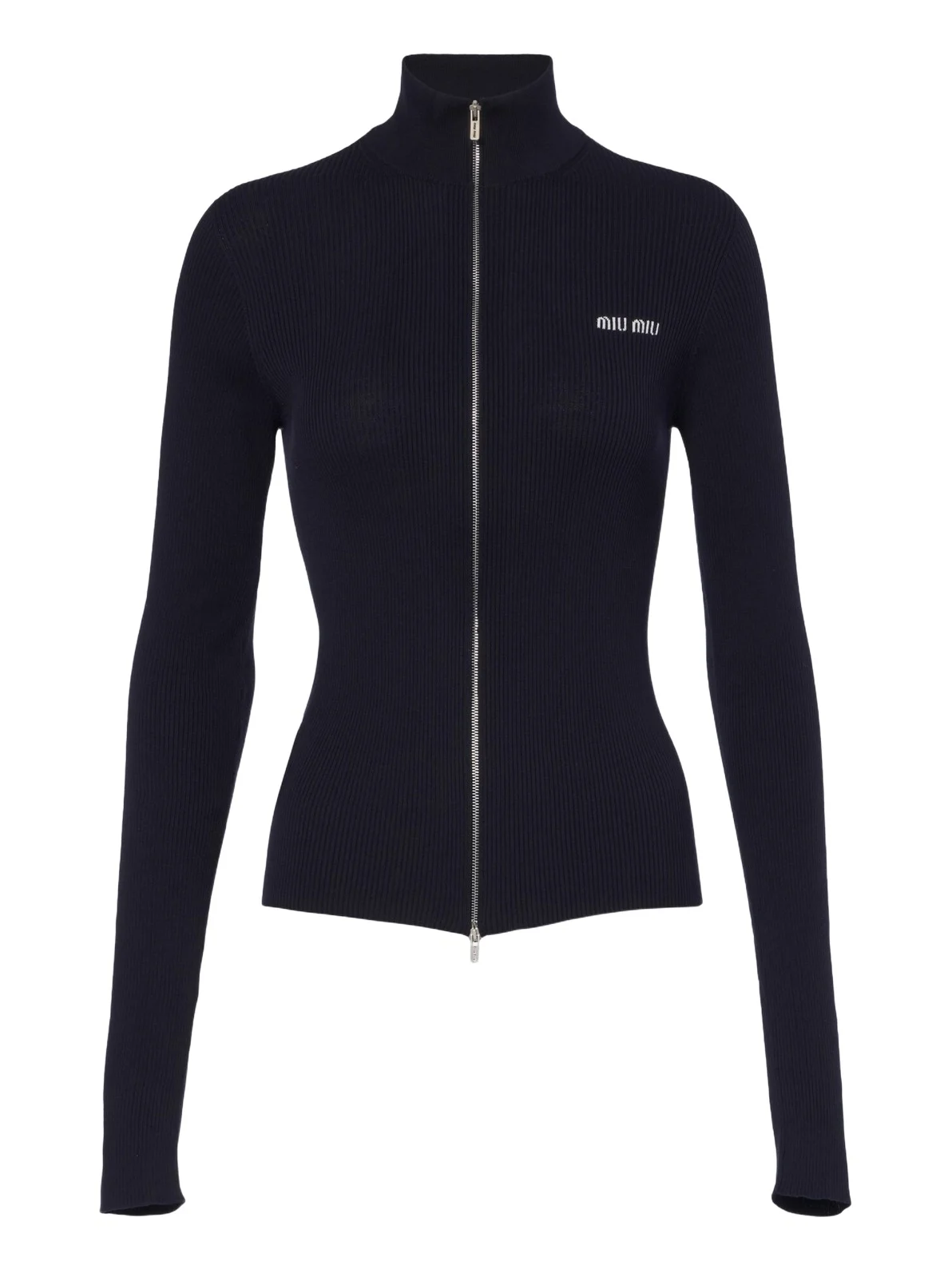 Logo ribbed-knit cotton zip-up sweater Logo ribbed-knit cotton zip-up sweater