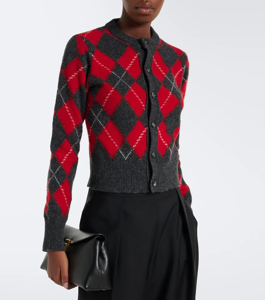 AMI PARIS Argyle virgin wool cardigan | Thumbnail 2