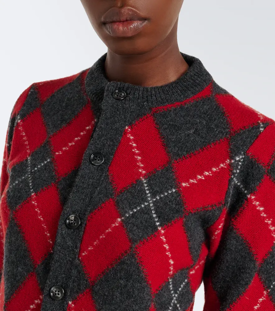 AMI PARIS Argyle virgin wool cardigan | Thumbnail 4
