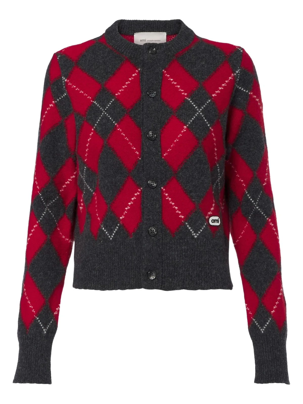 AMI PARIS Argyle virgin wool cardigan