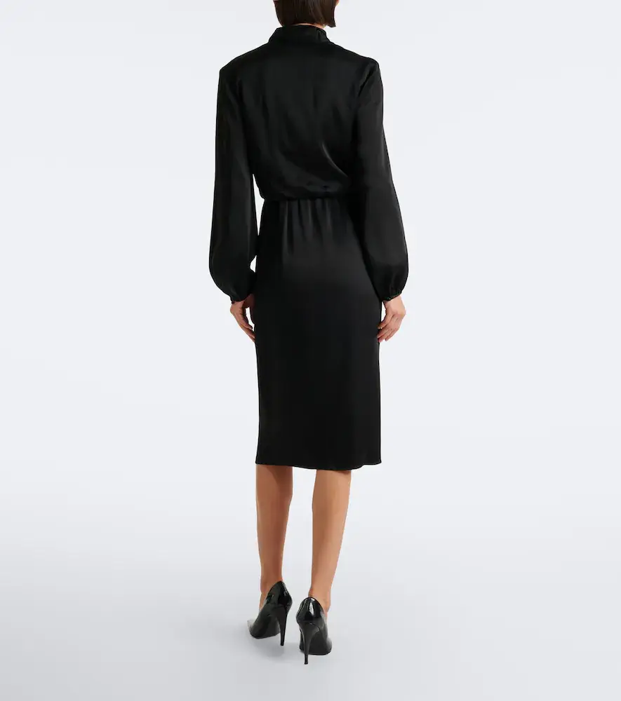 Max Mara Elegante draped satin midi dress | Thumbnail 2 Max Mara Elegante draped satin midi dress | Thumbnail 2