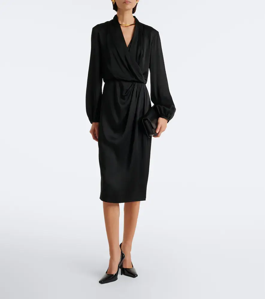 Max Mara Elegante draped satin midi dress | Thumbnail 5 Max Mara Elegante draped satin midi dress | Thumbnail 5