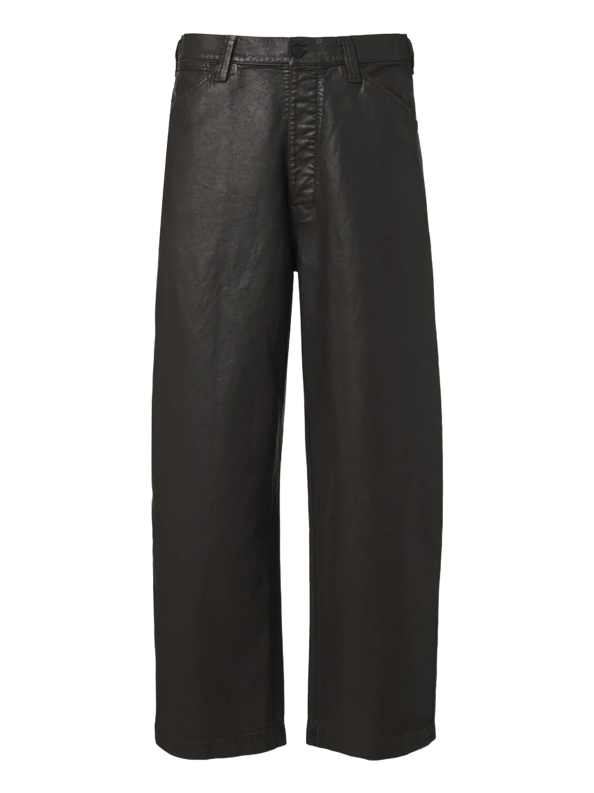 Coated barrel-leg jeans
