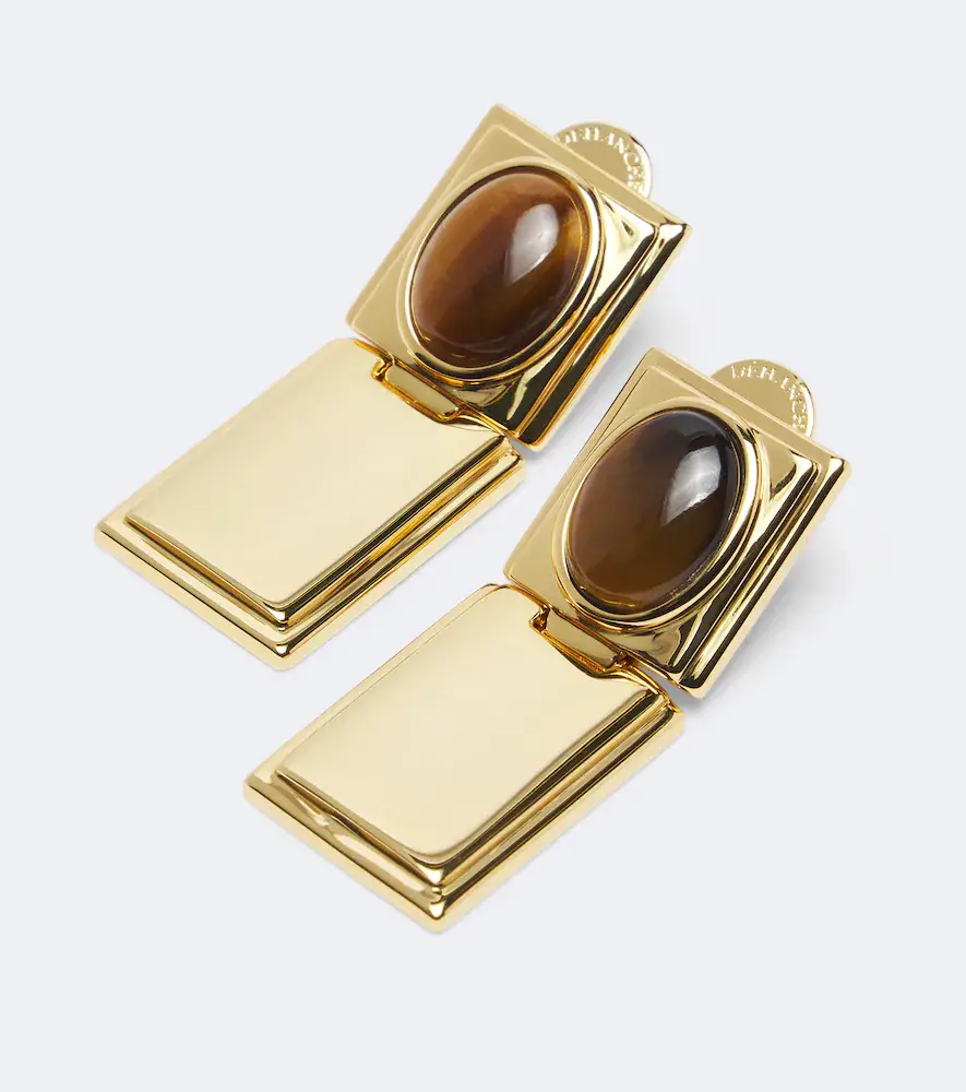 Déhanche Déhanche Signet Stone Tiger's Eye 18kt gold-plated earrings | Thumbnail 3