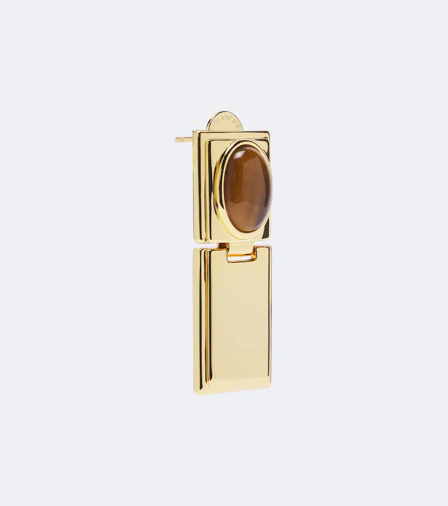 Déhanche Déhanche Signet Stone Tiger's Eye 18kt gold-plated earrings | Thumbnail 4