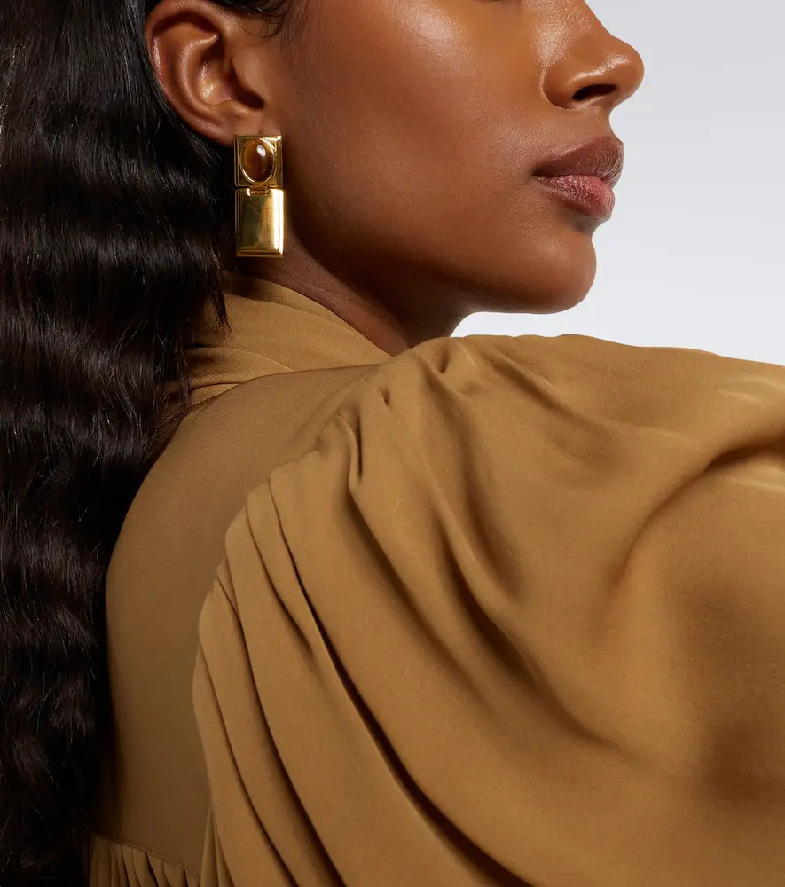 Déhanche Déhanche Signet Stone Tiger's Eye 18kt gold-plated earrings | Thumbnail 5