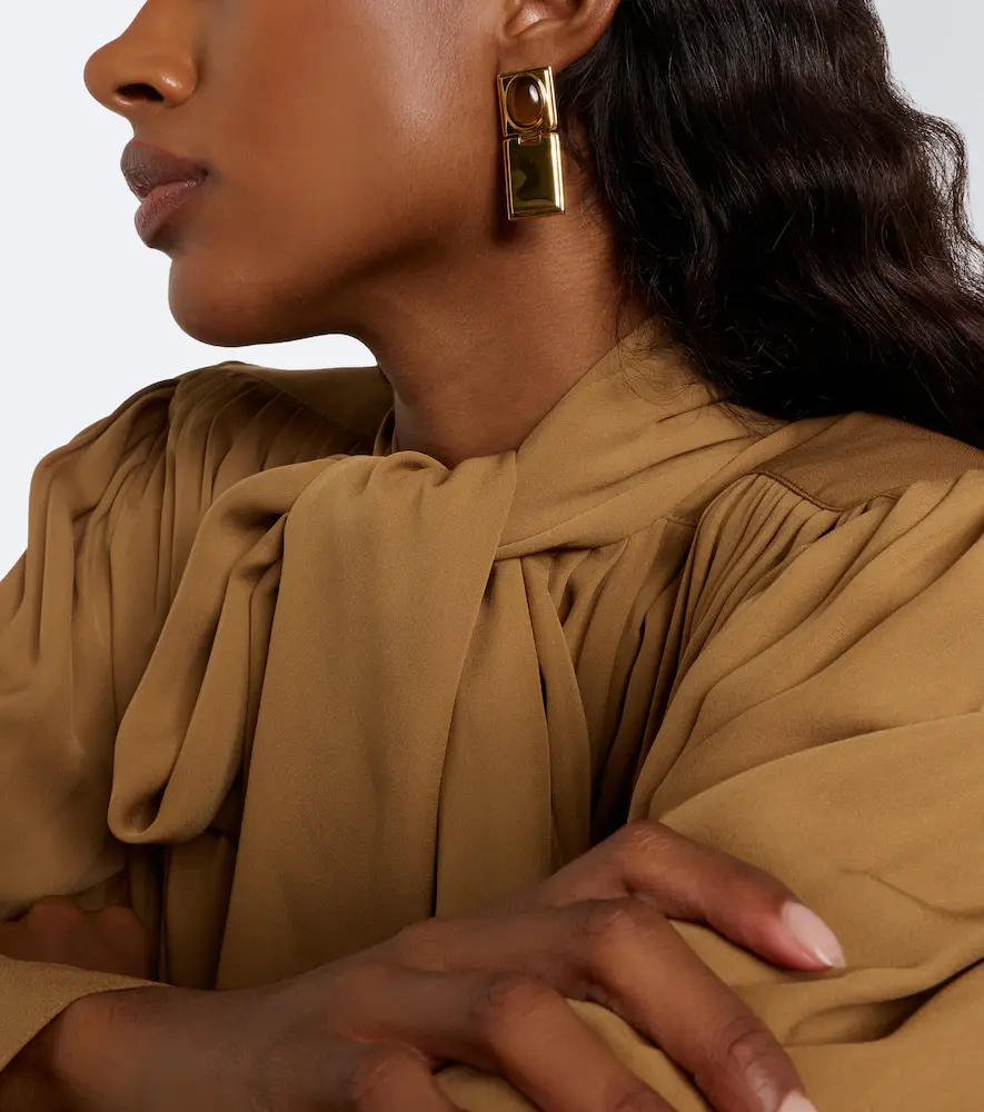 Déhanche Déhanche Signet Stone Tiger's Eye 18kt gold-plated earrings | Thumbnail 6