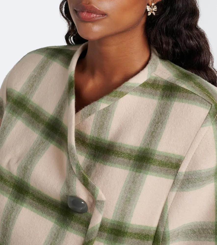 Valentino Garavani Plaid shearling-trimmed virgin wool jacket | Thumbnail 3