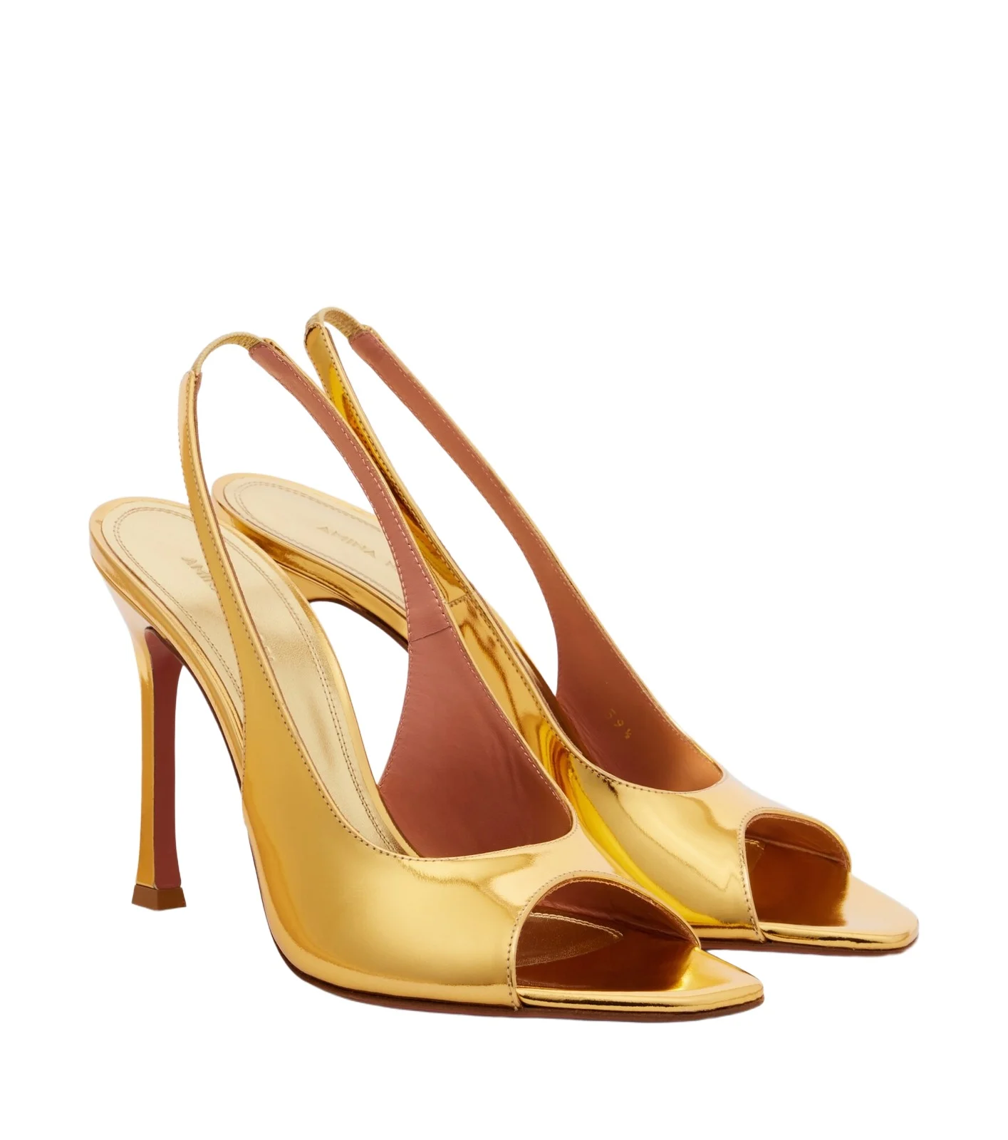 Amina Muaddi Alexa mirrored leather slingback sandals