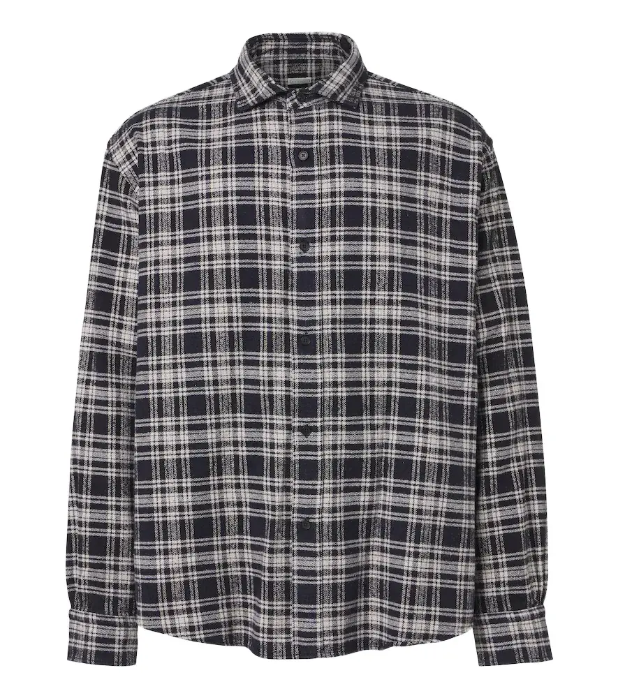 A. Presse Checked cotton and silk twill shirt