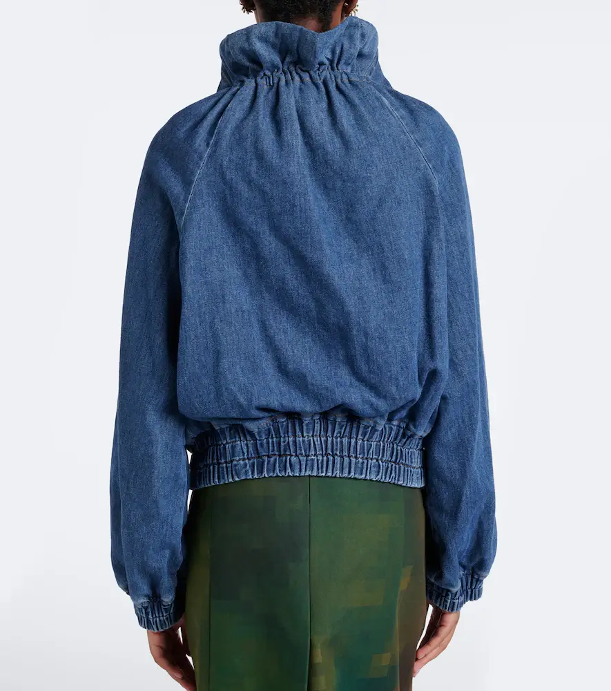 Dries Van Noten Checked ruffled denim jacket | Thumbnail 3 Dries Van Noten Checked ruffled denim jacket | Thumbnail 3