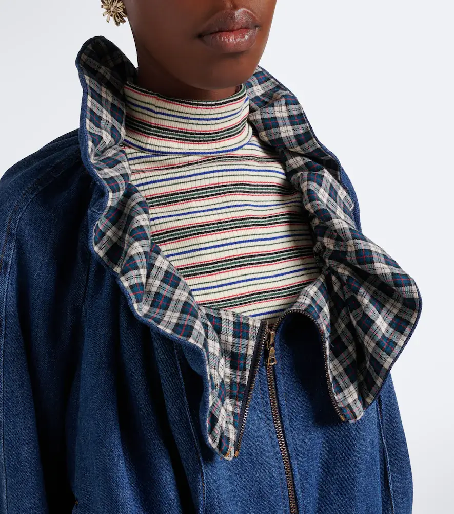 Dries Van Noten Checked ruffled denim jacket | Thumbnail 6 Dries Van Noten Checked ruffled denim jacket | Thumbnail 6