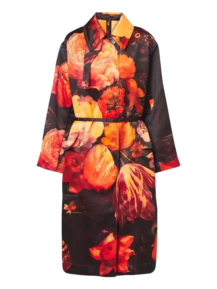 Floral belted coat