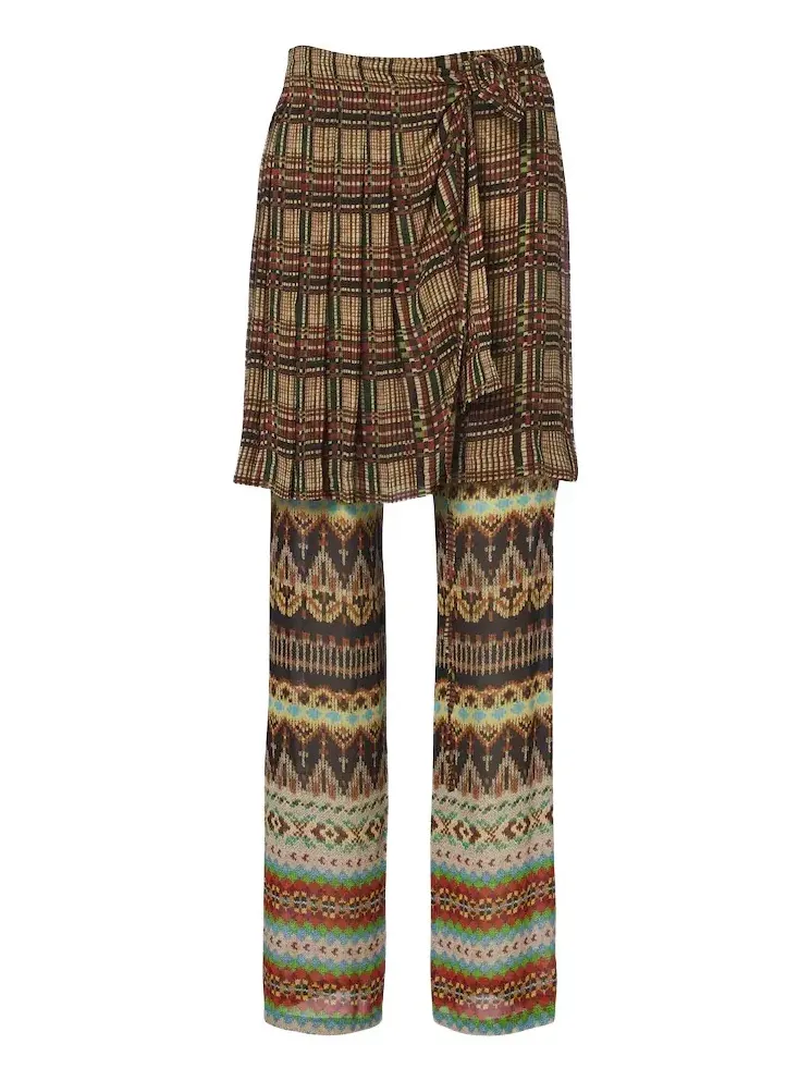 Dries Van Noten Printed layered wide-leg pants