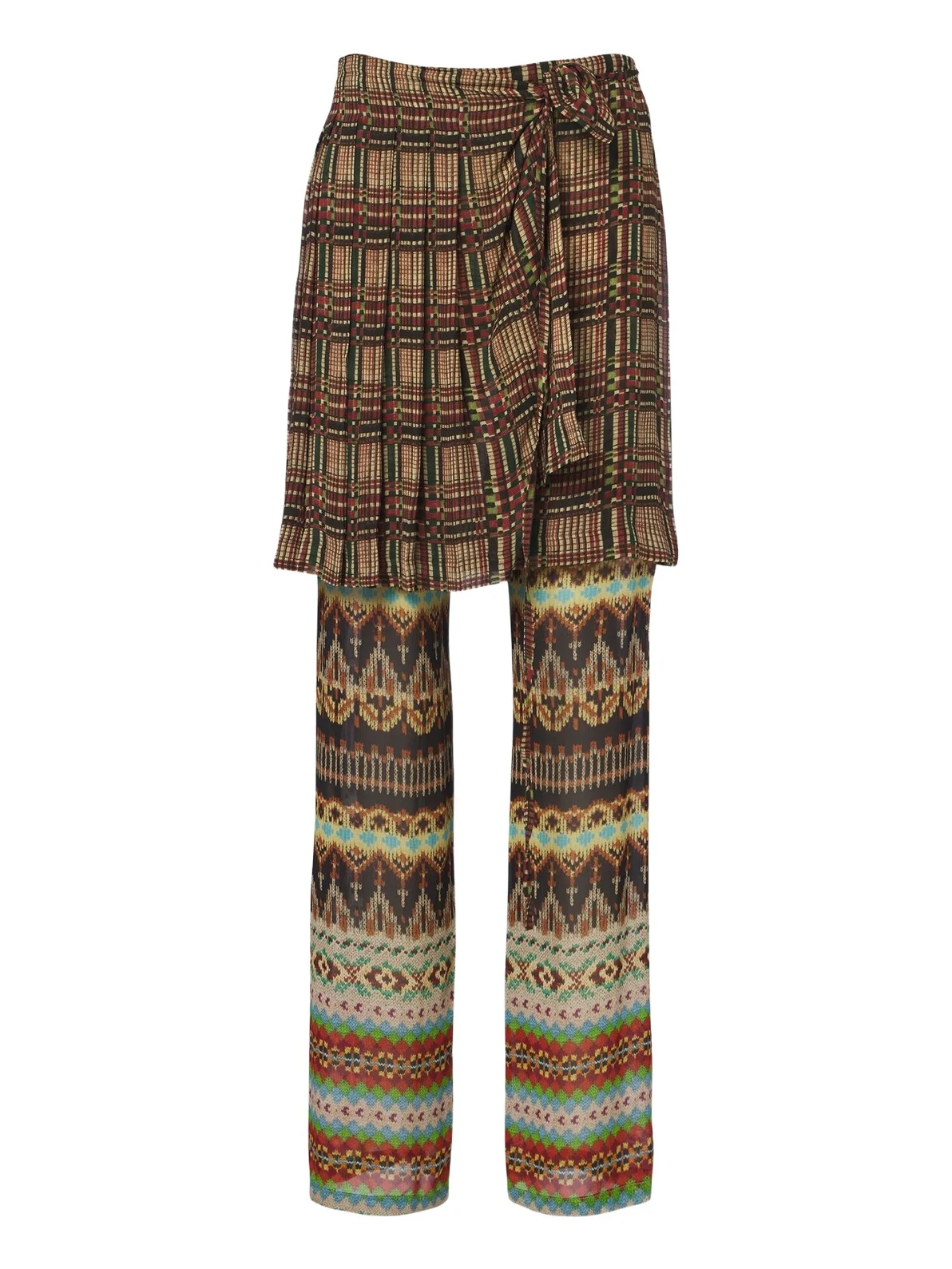 Dries Van Noten Printed layered wide-leg pants