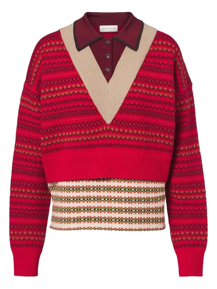 Jacquard wool-blend polo sweater Jacquard wool-blend polo sweater