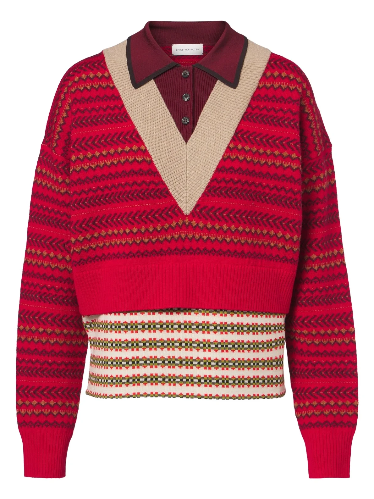 Jacquard wool-blend polo sweater Jacquard wool-blend polo sweater