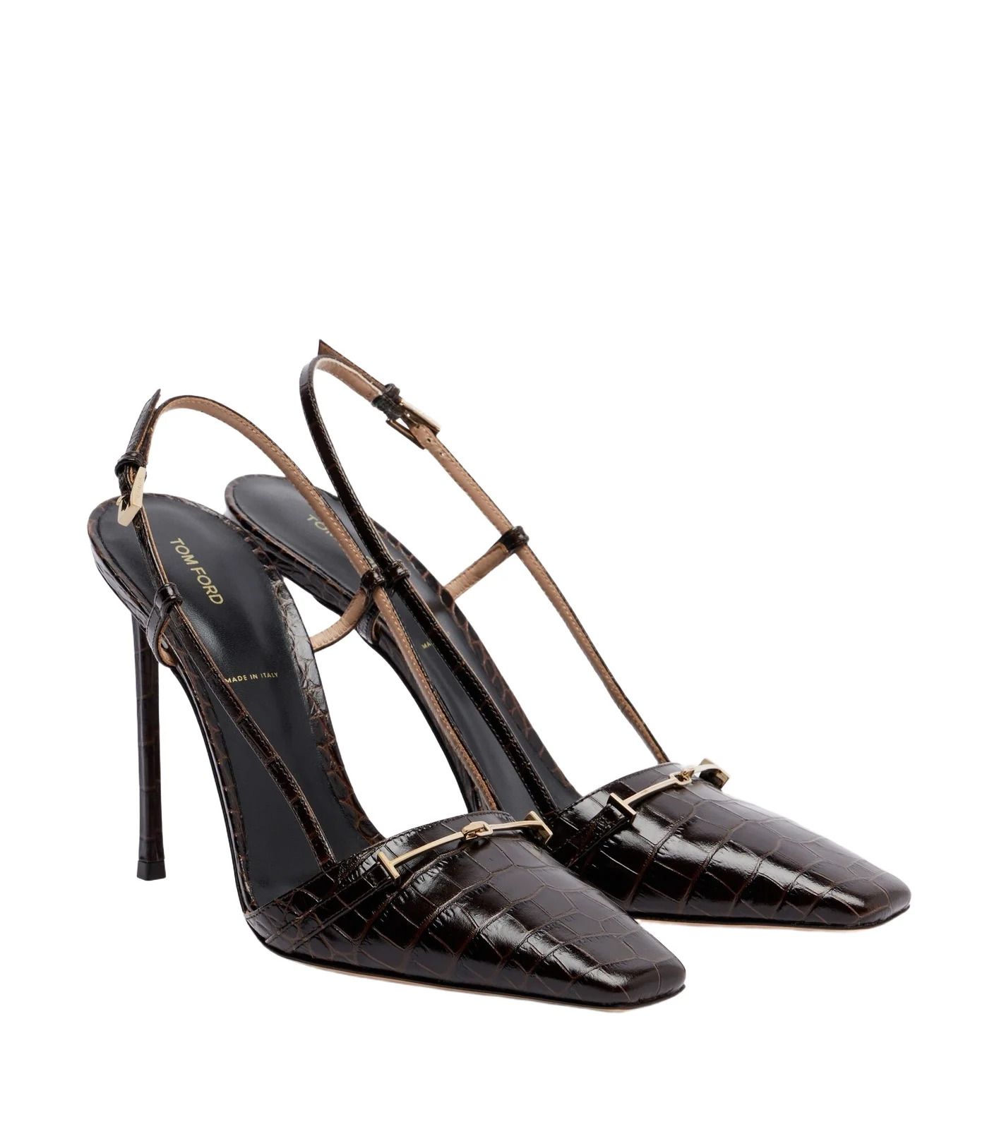 Tom Ford Arc croc-effect leather slingback pumps