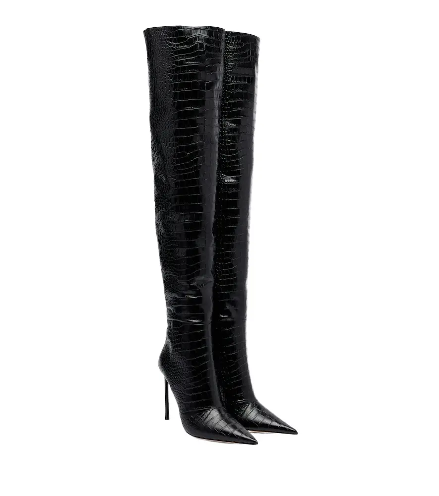 Tom Ford Croc-effect leather over-the-knee boots