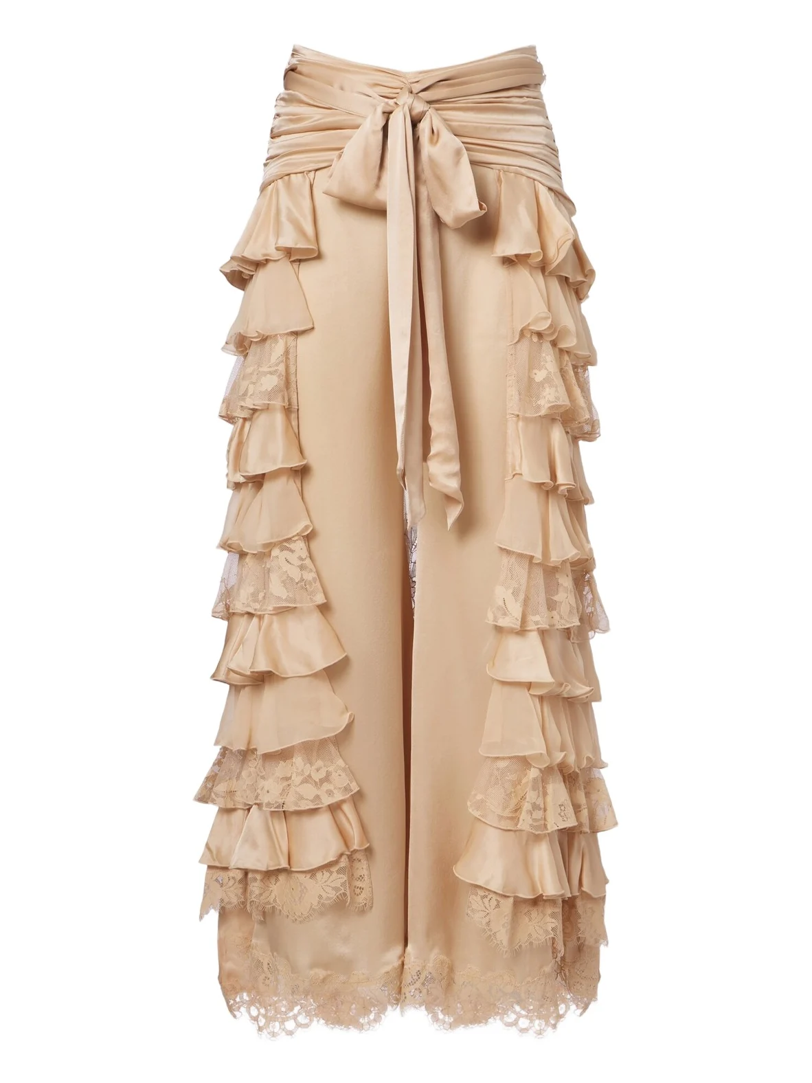 Valiant ruffled silk chiffon wide-leg pants Valiant ruffled silk chiffon wide-leg pants