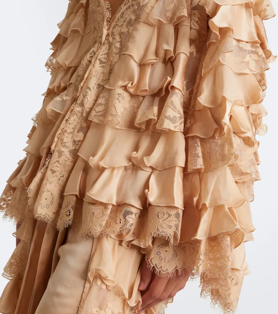 Zimmermann Valiant lace-trimmed ruffled silk blouse | Thumbnail 2 Zimmermann Valiant lace-trimmed ruffled silk blouse | Thumbnail 2