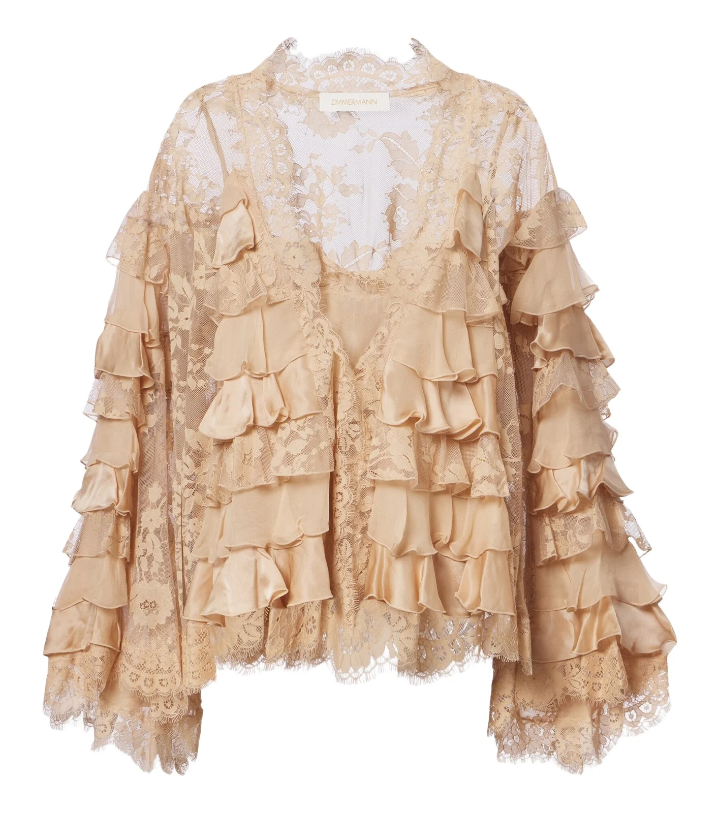 Valiant lace-trimmed ruffled silk blouse Valiant lace-trimmed ruffled silk blouse