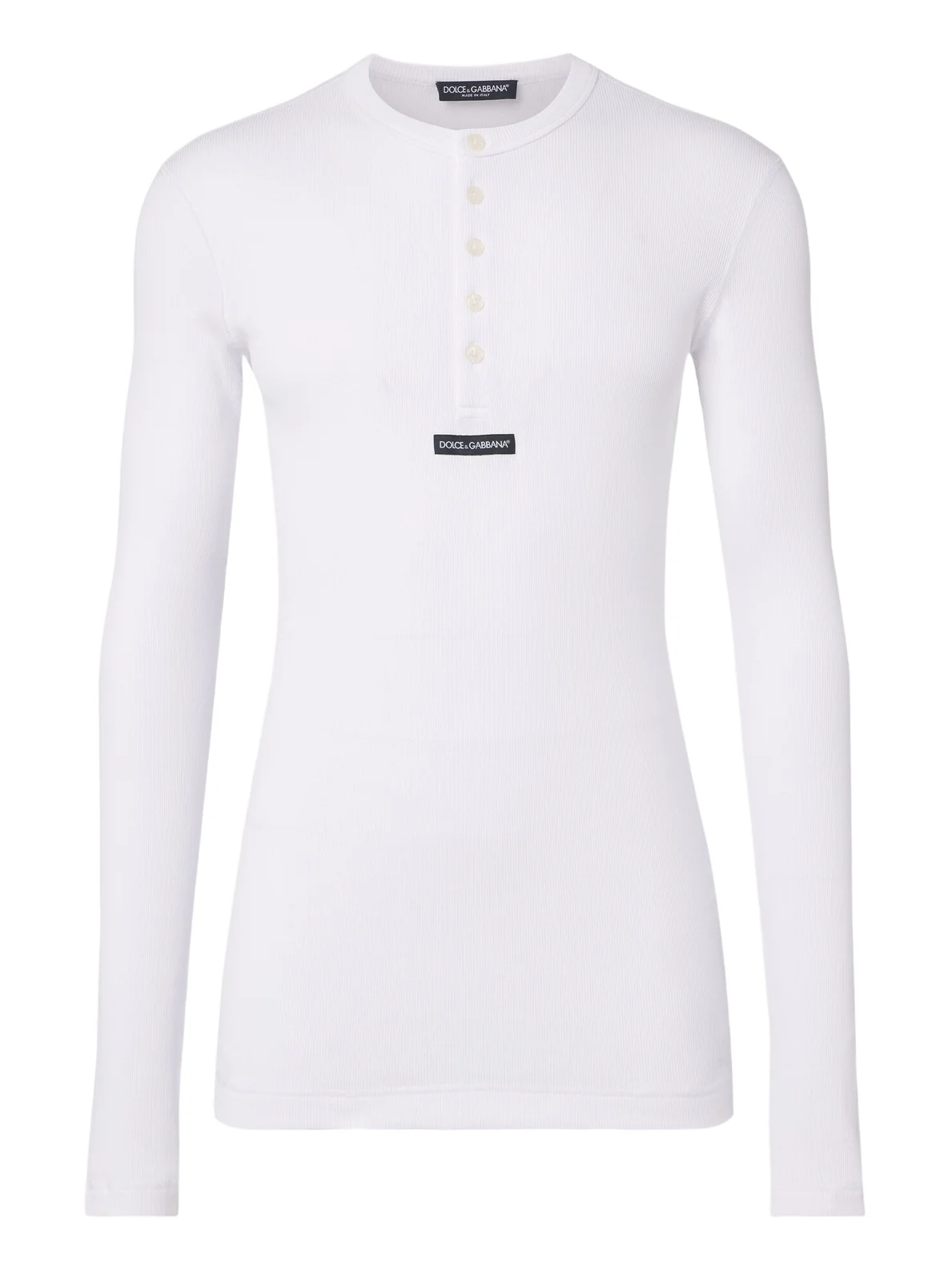 Dolce & Gabbana Logo ribbed-knit cotton Henley shirt