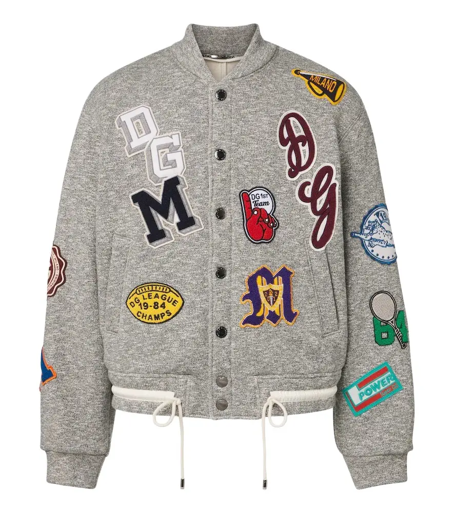 Dolce & Gabbana Patch-appliqué cotton varsity jacket