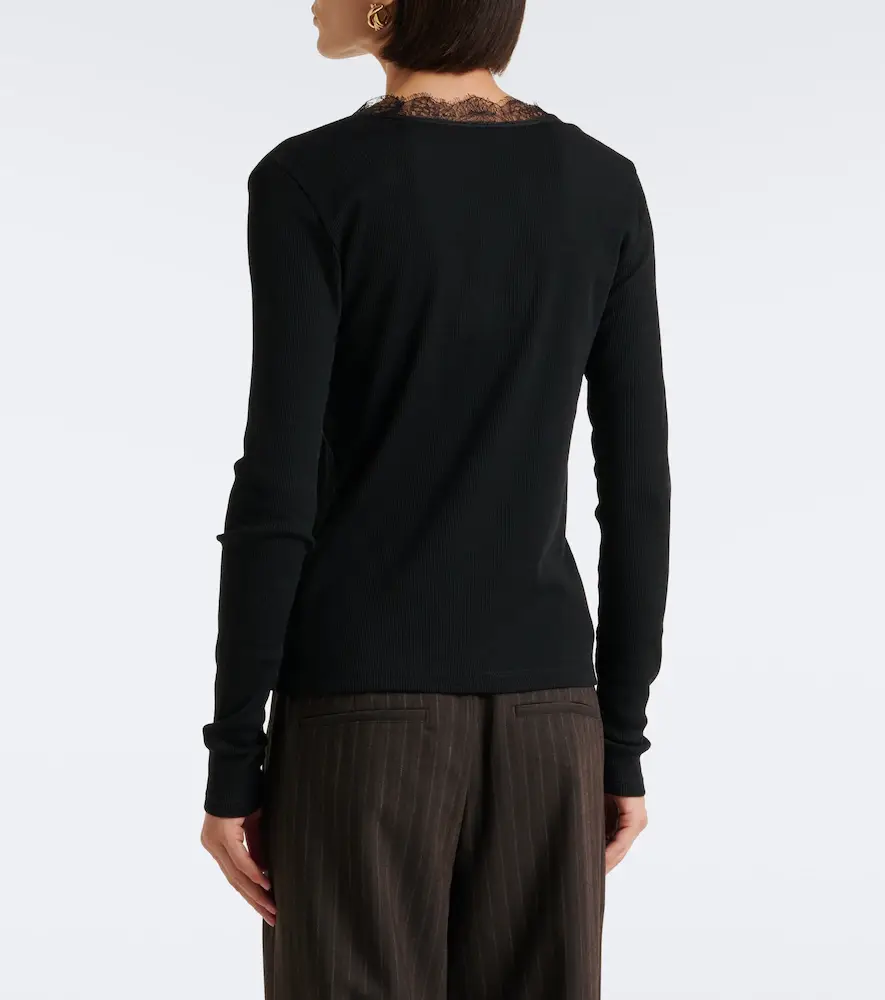 Vince Lace-trimmed ribbed-knit top | Thumbnail 4