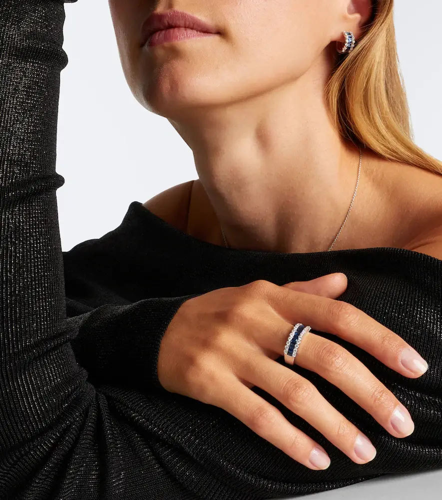 Bucherer Fine Jewellery Baguette Love 18kt white gold ring with sapphires and diamonds | Thumbnail 3