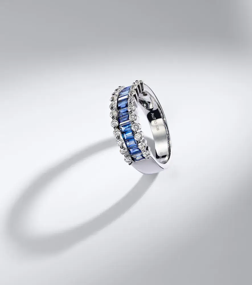 Bucherer Fine Jewellery Baguette Love 18kt white gold ring with sapphires and diamonds | Thumbnail 5
