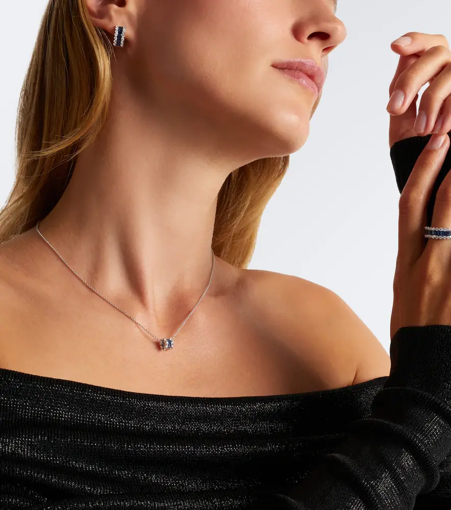 Bucherer Fine Jewellery Baguette Love 18kt white gold necklace with sapphires and diamonds | Thumbnail 5