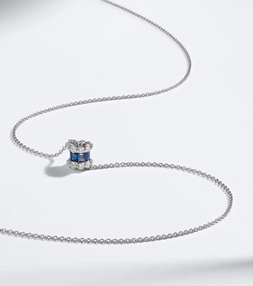 Bucherer Fine Jewellery Baguette Love 18kt white gold necklace with sapphires and diamonds | Thumbnail 6