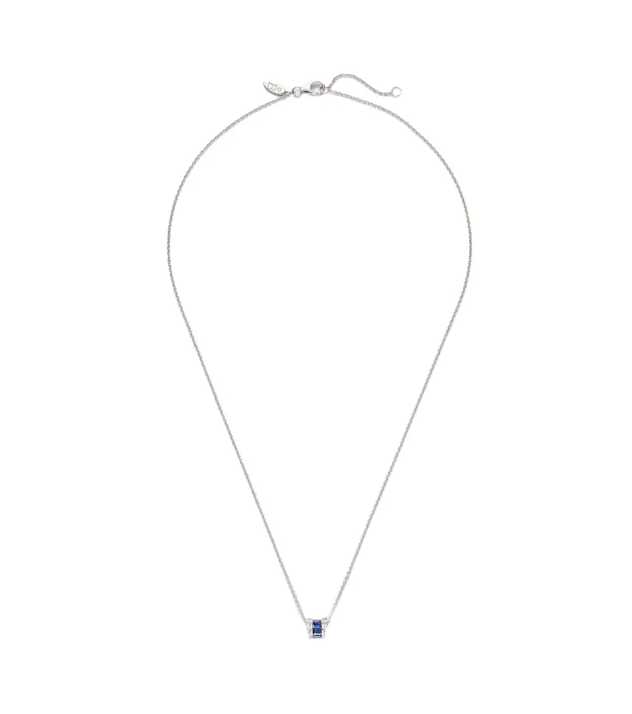 Baguette Love 18kt white gold necklace with sapphires and diamonds Baguette Love 18kt white gold necklace with sapphires and diamonds