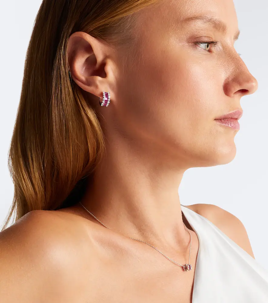 Bucherer Fine Jewellery Baguette Love 18kt white gold hoop earrings with rubies and diamonds | Thumbnail 3 Bucherer Fine Jewellery Baguette Love 18kt white gold hoop earrings with rubies and diamonds | Thumbnail 3