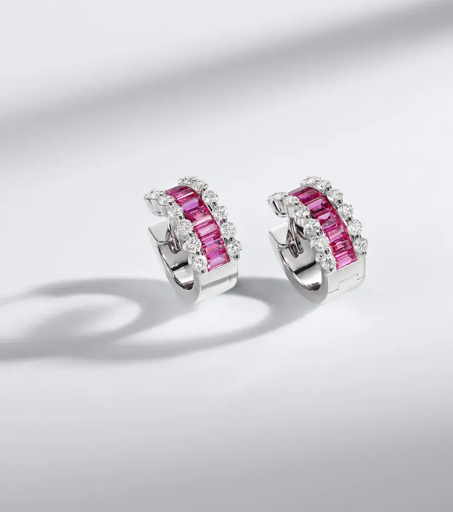 Bucherer Fine Jewellery Baguette Love 18kt white gold hoop earrings with rubies and diamonds | Thumbnail 5 Bucherer Fine Jewellery Baguette Love 18kt white gold hoop earrings with rubies and diamonds | Thumbnail 5