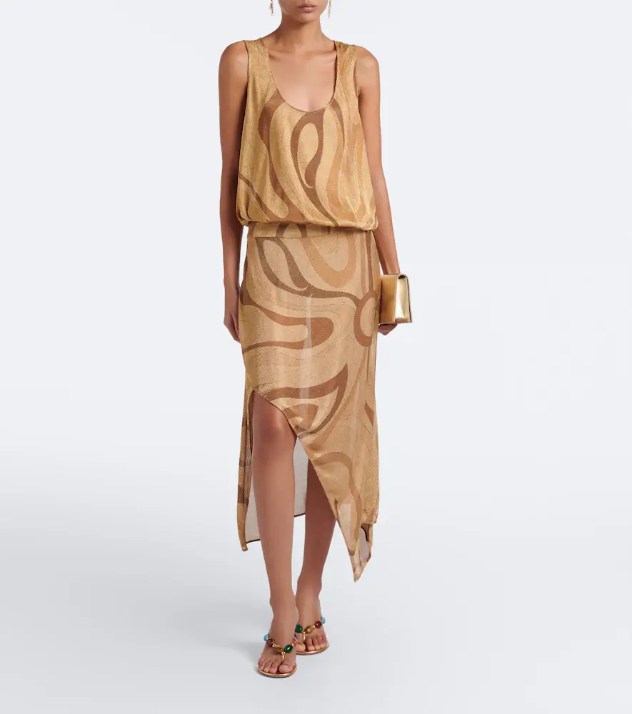 PUCCI Marmo asymmetric Lurex midi skirt | Thumbnail 6