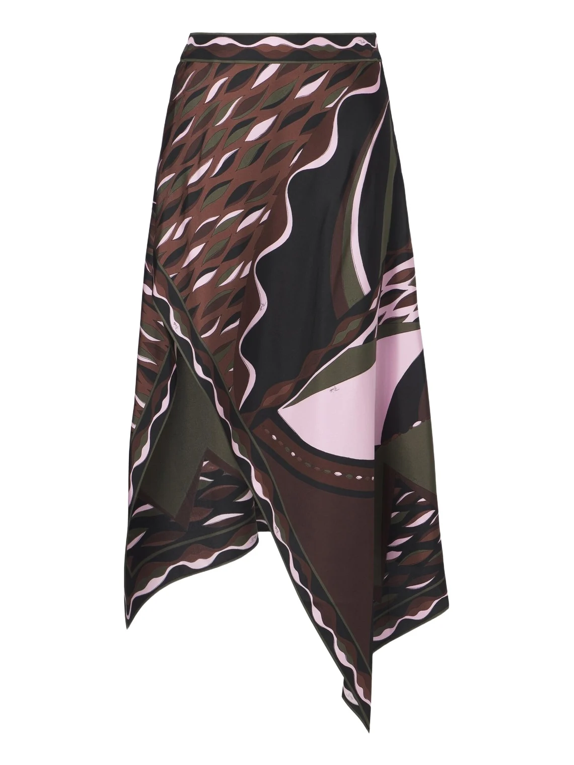 PUCCI Dune asymmetric silk twill midi skirt