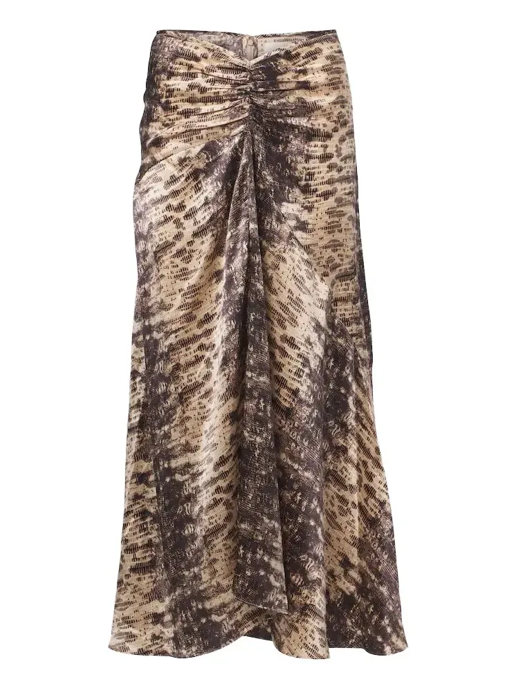 Laren snake-print silk satin midi skirt