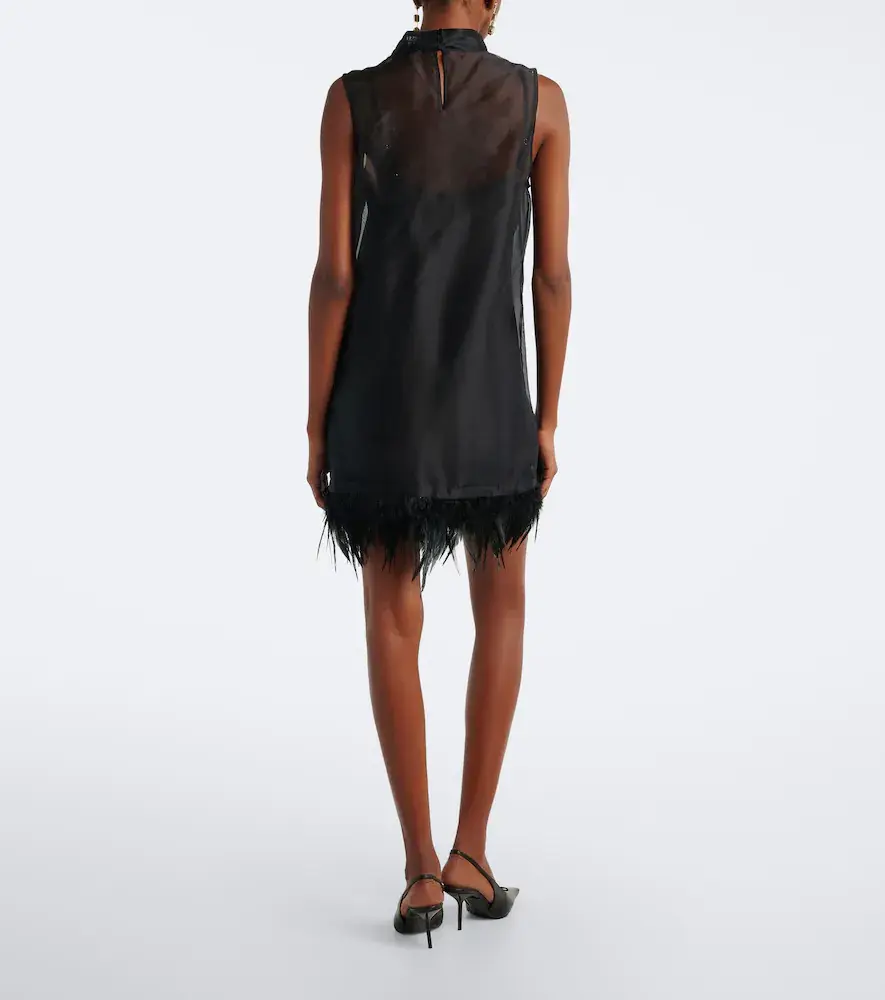 Staud Albee feather-trimmed silk minidress | Thumbnail 5 Staud Albee feather-trimmed silk minidress | Thumbnail 5