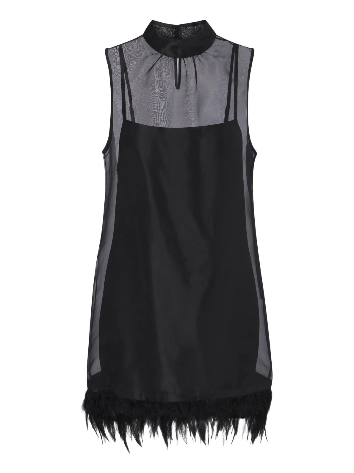 Staud Albee feather-trimmed silk minidress