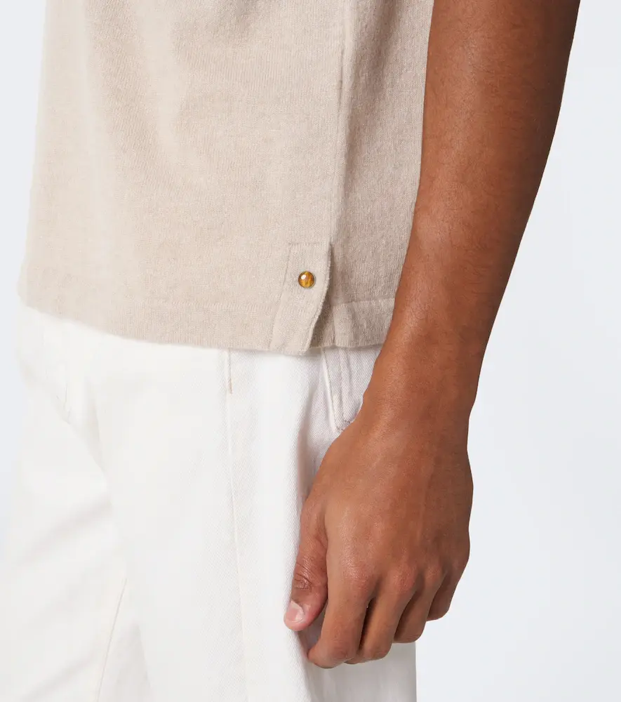 God’s True Cashmere Biscotti cashmere polo shirt with tiger's eye | Thumbnail 5