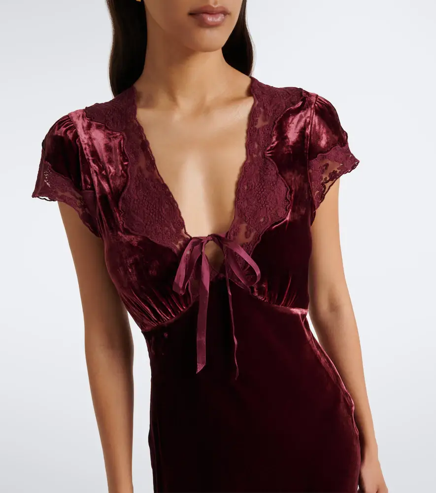 Rixo Amari lace-trimmed velvet midi dress | Thumbnail 5 Rixo Amari lace-trimmed velvet midi dress | Thumbnail 5
