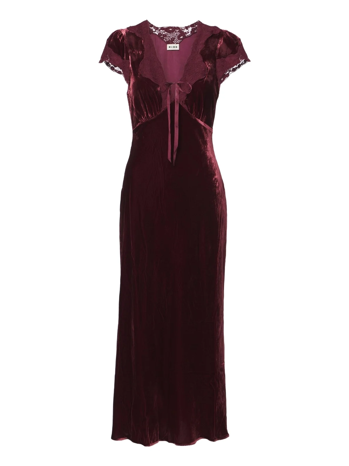 Amari lace-trimmed velvet midi dress