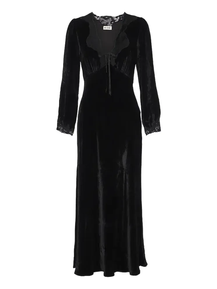 Larah lace-trimmed velvet midi dress Larah lace-trimmed velvet midi dress