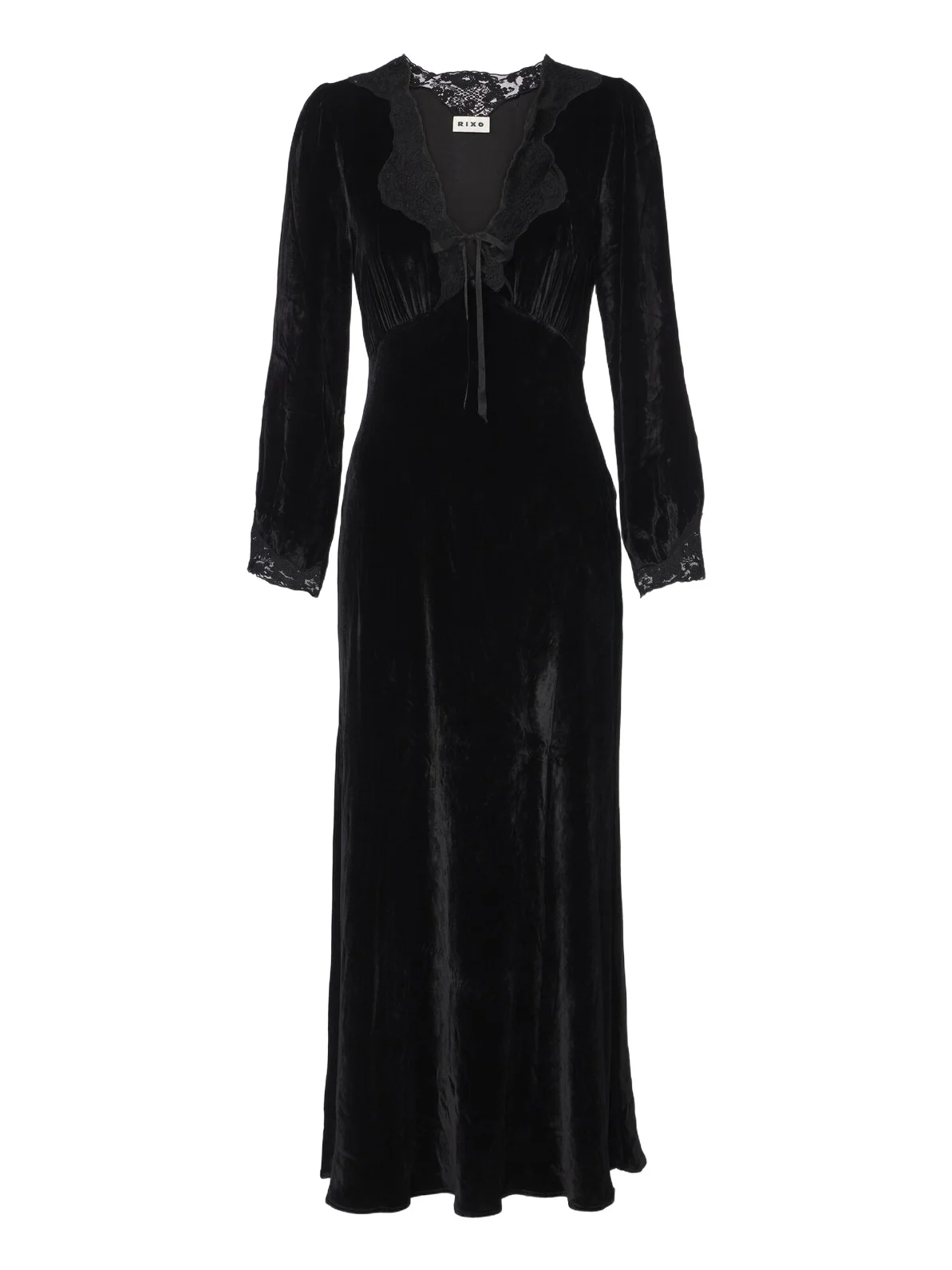 Larah lace-trimmed velvet midi dress